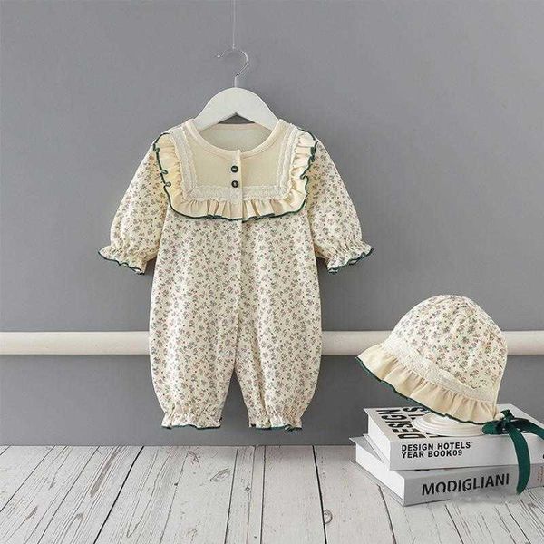 2pcs korean japan baby girls floral romper born long sleeve rompers children lovely clothes cotton jumpsuit with hat 210615, Blue
2pcs korean japan baby girls floral romper born long sleeve rompers children lovely clothes cotton jumpsuit with hat 210615, Blue