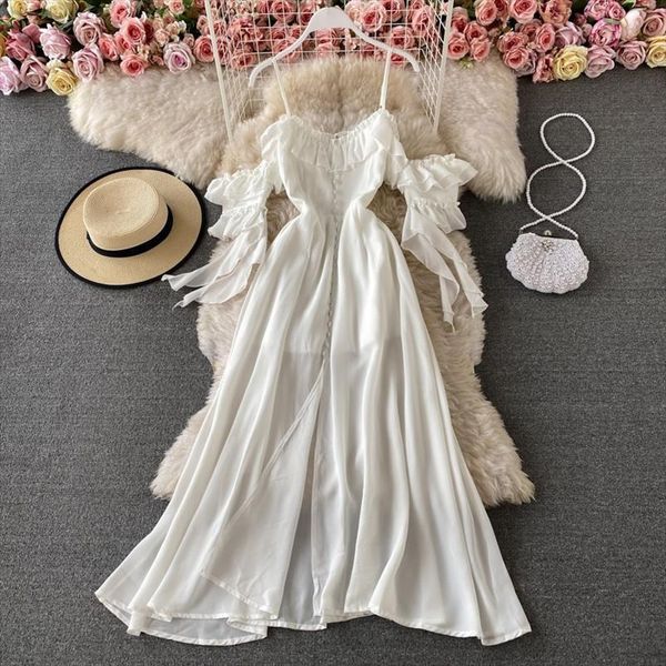 beach white summer long ins women dresses fashion elegant ruffles off shoulder backless sling female vestidos chiffon maxi, Black;gray
beach white summer long ins women dresses fashion elegant ruffles off shoulder backless sling female vestidos chiffon maxi, Black;gray