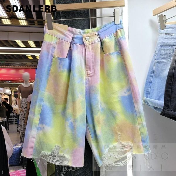 high street tie-dyed rainbow wide-leg jeans women's 2021 summer trendy straight casual half pants fashionable cropped, Blue
high street tie-dyed rainbow wide-leg jeans women's 2021 summer trendy straight casual half pants fashionable cropped, Blue