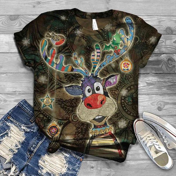 35 christmas cartoon 3d printed womens blouses plus size short sleeve o neck tee, White
35 christmas cartoon 3d printed womens blouses plus size short sleeve o neck tee, White