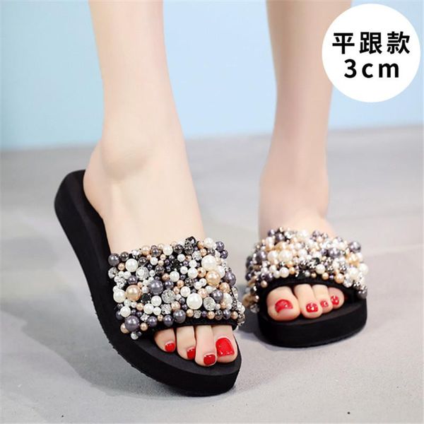 slippers summer casual gemstone pearl soft bottom tassel sandals flat heel, Black
slippers summer casual gemstone pearl soft bottom tassel sandals flat heel, Black