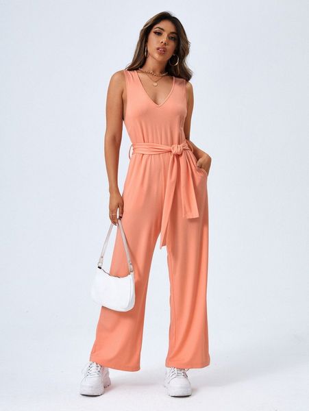 solid belted tank jumpsuit c6vl#, White
solid belted tank jumpsuit c6vl#, White