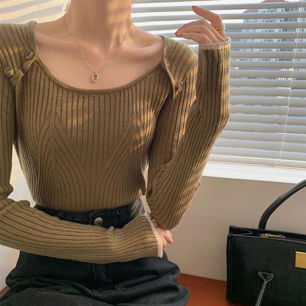 women's sweaters croysier autumn winter clothes women jumper round neck long sleeve slim casual pullover sweater elegant button knitted, White;black
women's sweaters croysier autumn winter clothes women jumper round neck long sleeve slim casual pullover sweater elegant button knitted, White;black