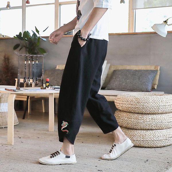 men's pants mrgoldenbowl man chinese style cotton and linen harem mans ankle-length summer casual male embroidery 2021, Black
men's pants mrgoldenbowl man chinese style cotton and linen harem mans ankle-length summer casual male embroidery 2021, Black