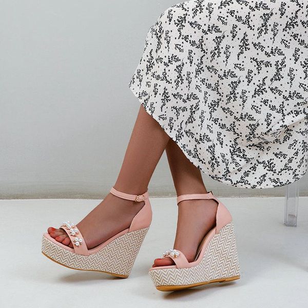 dress shoes 2021 summer slope heel sandals women's versatile beaded roman flat bottom high permeability muffin thick soled women, Black
dress shoes 2021 summer slope heel sandals women's versatile beaded roman flat bottom high permeability muffin thick soled women, Black