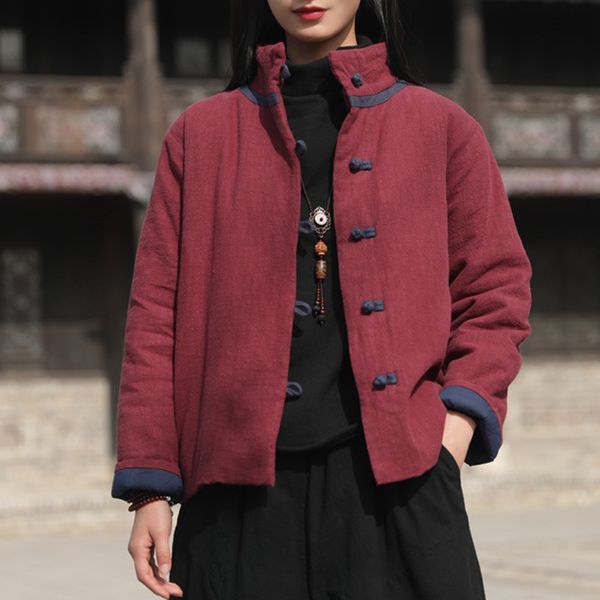 johnature women cotton linen jackets vintage solid color coats stand long sleeve thick warm clothes spring button jackets 210521, Black;brown
johnature women cotton linen jackets vintage solid color coats stand long sleeve thick warm clothes spring button jackets 210521, Black;brown