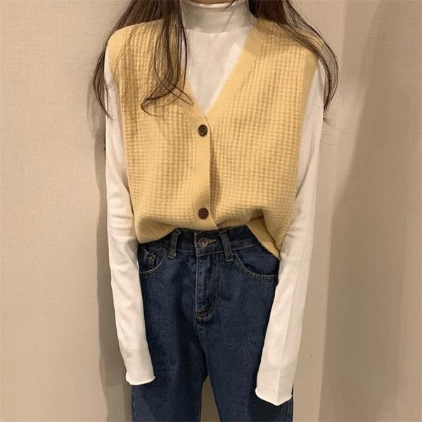 solid vintage single breasted knitted vneck vest women sleeveless cardigan sweater sherpa jacket chalecos para mujer 210519, Black;white
solid vintage single breasted knitted vneck vest women sleeveless cardigan sweater sherpa jacket chalecos para mujer 210519, Black;white