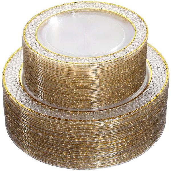 disposable dinnerware 20 tableware transparent crystal design golden plastic plate combination suitable for all kinds of holiday parties
disposable dinnerware 20 tableware transparent crystal design golden plastic plate combination suitable for all kinds of holiday parties