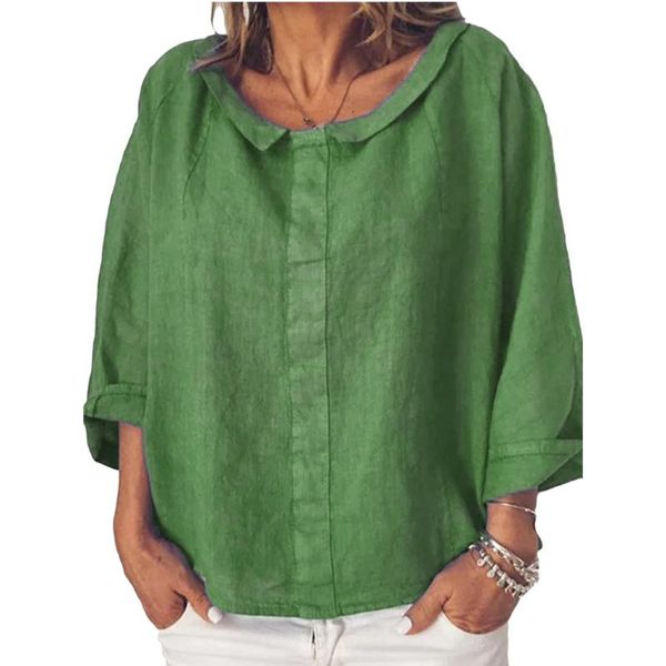 ladies summer casual solid lapel shirts women cotton linen baggy blouses female plus size loose blouse s-5xl women's &, White
ladies summer casual solid lapel shirts women cotton linen baggy blouses female plus size loose blouse s-5xl women's &, White