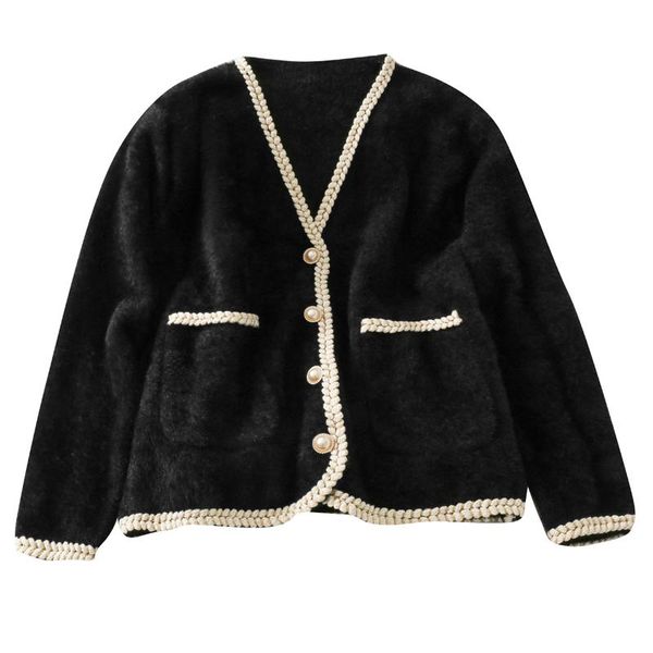women's knits & tees bright silk edging single-breasted v-neck long-sleeved sweater jacket autumn 2021 loose and thin plush knit, White
women's knits & tees bright silk edging single-breasted v-neck long-sleeved sweater jacket autumn 2021 loose and thin plush knit, White