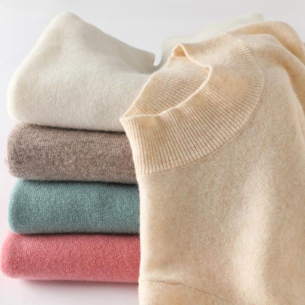 women's t-shirt half high neck cashmere sweater 100 pure 21 autumn winter loose large knitted wool bottomed, White
women's t-shirt half high neck cashmere sweater 100 pure 21 autumn winter loose large knitted wool bottomed, White