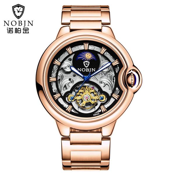 wristwatches nobjn luxury men mechanical watch stainless steel skeleton automatic wristwatch tourbillon moon phase business male clock, Slivery;brown
wristwatches nobjn luxury men mechanical watch stainless steel skeleton automatic wristwatch tourbillon moon phase business male clock, Slivery;brown