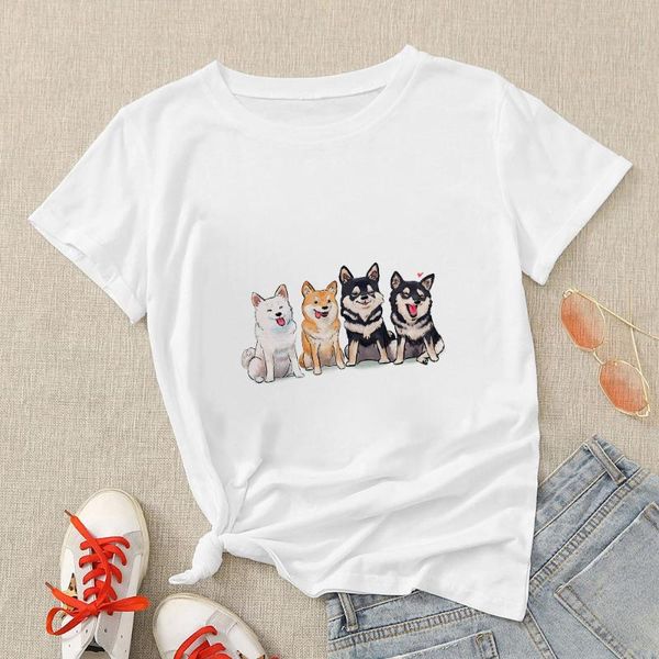 women's t-shirt 2021 summer tshirt kawaii four different kinds of puppies printed casual elegant t shirt breathable aesthetic lady, White
women's t-shirt 2021 summer tshirt kawaii four different kinds of puppies printed casual elegant t shirt breathable aesthetic lady, White