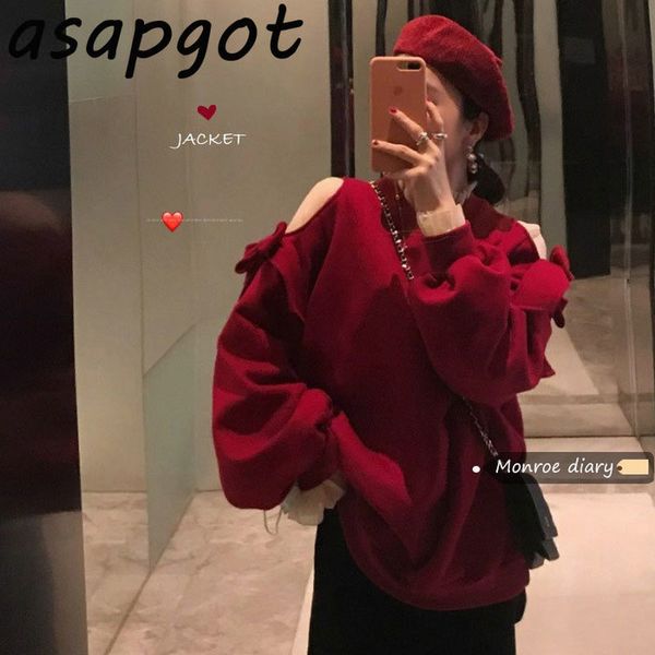o neck red wine off the shoulder hoodies women pullovers jacket lantern sleeve bow autumn loose & sweatshirts retro 210429, Black
o neck red wine off the shoulder hoodies women pullovers jacket lantern sleeve bow autumn loose & sweatshirts retro 210429, Black
