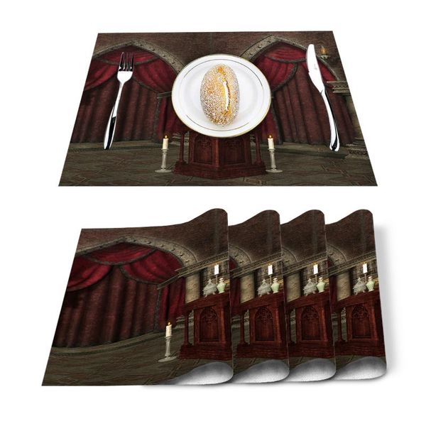 table runner 4/6 pcs placemat gothic mysterious dark room printed mat for tables heat-insulation cotton linen kitchen dining pads
table runner 4/6 pcs placemat gothic mysterious dark room printed mat for tables heat-insulation cotton linen kitchen dining pads