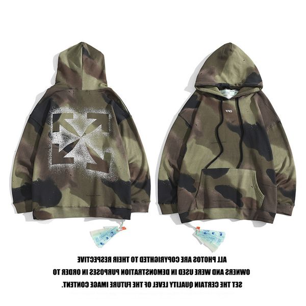 new fashion off style 20ss ink jet army green camouflage arrow print hooded pullover, Black
new fashion off style 20ss ink jet army green camouflage arrow print hooded pullover, Black