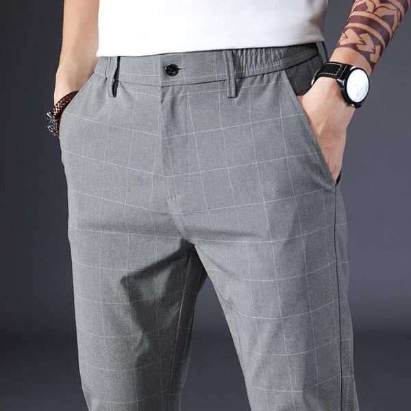 men's pants 2021 luxury slim fit business casual men designer summer elegant male leisure long formal plaid trousers, Black
men's pants 2021 luxury slim fit business casual men designer summer elegant male leisure long formal plaid trousers, Black