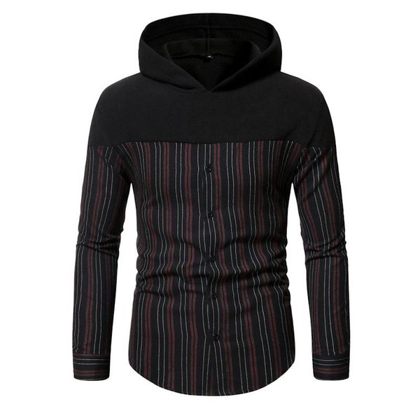 men's hoodies & sweatshirts men fashion patchwork striped buttons decoration cotton pullover, Black
men's hoodies & sweatshirts men fashion patchwork striped buttons decoration cotton pullover, Black