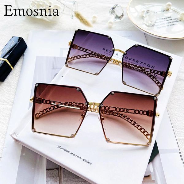 sunglasses 2021 fashion oversized rimless chain legs women men design square gradient sun glasses for female uv400, White;black
sunglasses 2021 fashion oversized rimless chain legs women men design square gradient sun glasses for female uv400, White;black