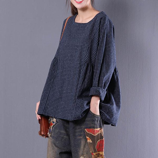 blusas 2021 women crew neck long sleeve plaid check autumn cotton linen casual party pleated flounce blouse shirt plus size, White
blusas 2021 women crew neck long sleeve plaid check autumn cotton linen casual party pleated flounce blouse shirt plus size, White