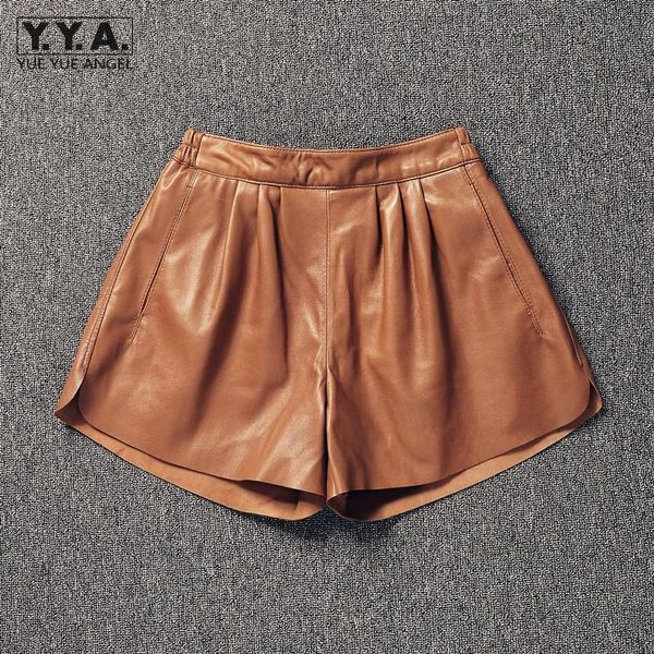 women's shorts fashion women elastic waist wide leg ladies autumn sheepskin genuine leather casual streetwear, White;black
women's shorts fashion women elastic waist wide leg ladies autumn sheepskin genuine leather casual streetwear, White;black