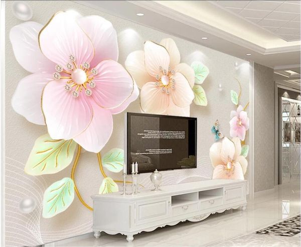 wallpapers custom mural on the wall 3d po wallpaper embossed jewelry flower butterfly decor living room for 3 d in rolls