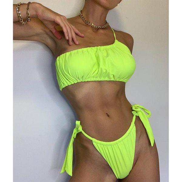 mossha neon green women swimsuit one-shoulder bikini set string high cut swimwear female bandeau push up bathing suit women's, White;black
mossha neon green women swimsuit one-shoulder bikini set string high cut swimwear female bandeau push up bathing suit women's, White;black