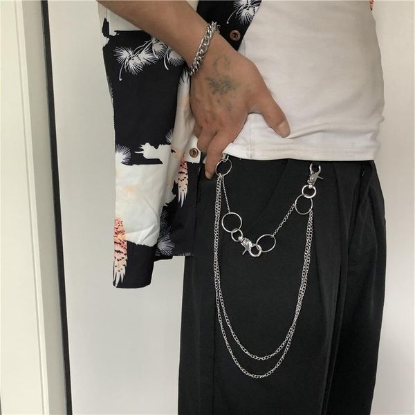 chains hip hop waist punk street key chain metal pants hanging long trousers hipster wallet belt keychain jewelry, Silver 
chains hip hop waist punk street key chain metal pants hanging long trousers hipster wallet belt keychain jewelry, Silver