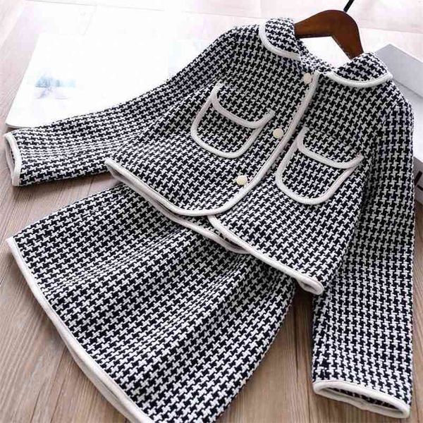 gooporson fall kids clothes knit cardigan coat&skirt fashion korean little girls clothing set christmas winter warm outfits 210715, White 
gooporson fall kids clothes knit cardigan coat&skirt fashion korean little girls clothing set christmas winter warm outfits 210715, White