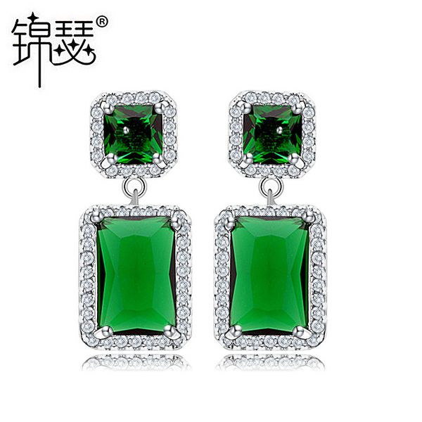 jewelry charm stud green lake cold air square earrings female atmosphere, Golden