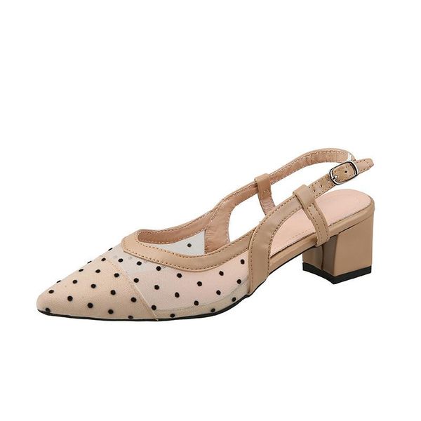 sandals 2021 summer fashion mesh polka dot pointed toe middle thick heels ladies ankle buckles single shoes, Black
sandals 2021 summer fashion mesh polka dot pointed toe middle thick heels ladies ankle buckles single shoes, Black