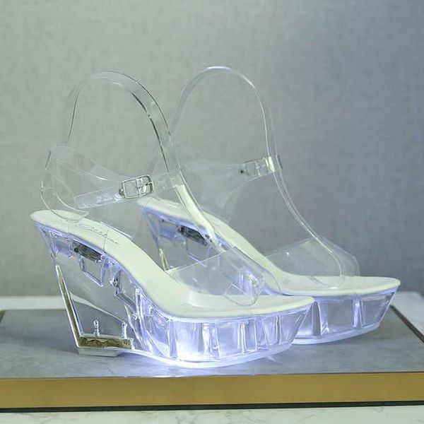 slippers ladies trend 10cm wedge high heels nightclub luminous sandals transparent sole catwalk pole dance shoes women led light, Black
slippers ladies trend 10cm wedge high heels nightclub luminous sandals transparent sole catwalk pole dance shoes women led light, Black
