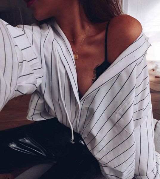 fashion autumn women long sleeve fake two piece hooded loose striped shirts irregular stylish high street cool women's blouses &, White
fashion autumn women long sleeve fake two piece hooded loose striped shirts irregular stylish high street cool women's blouses &, White