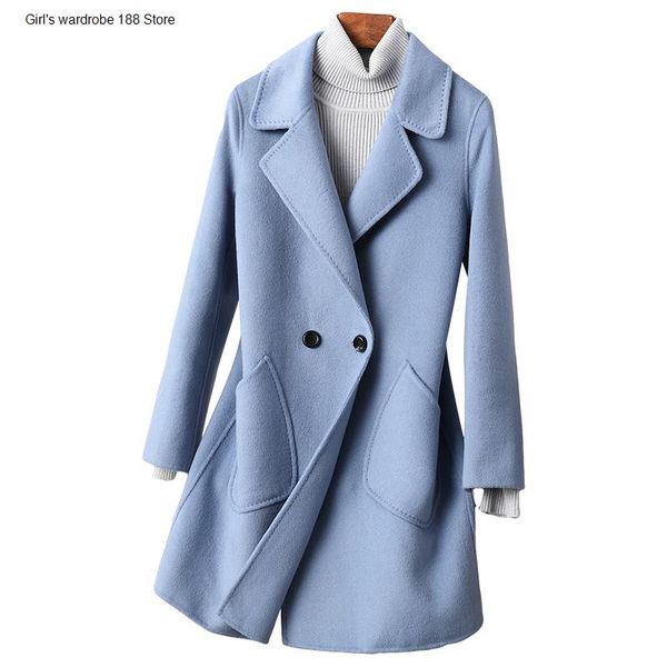 double sided cashmere coat women's medium long 2021 autumn winter suit collar high end woolen two piece pants, White
double sided cashmere coat women's medium long 2021 autumn winter suit collar high end woolen two piece pants, White