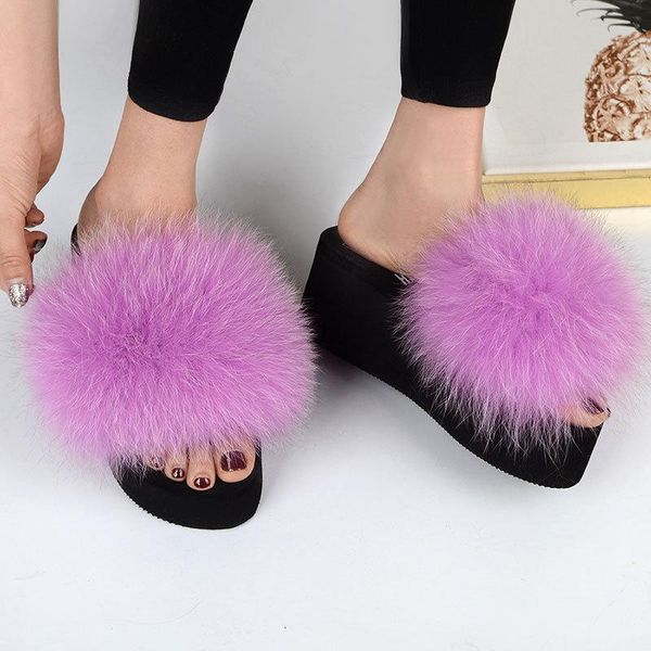 slippers coolsa women's real fur sandals lady fluffy slides casual furry flip flops woolen plush platform shoes, Black
slippers coolsa women's real fur sandals lady fluffy slides casual furry flip flops woolen plush platform shoes, Black