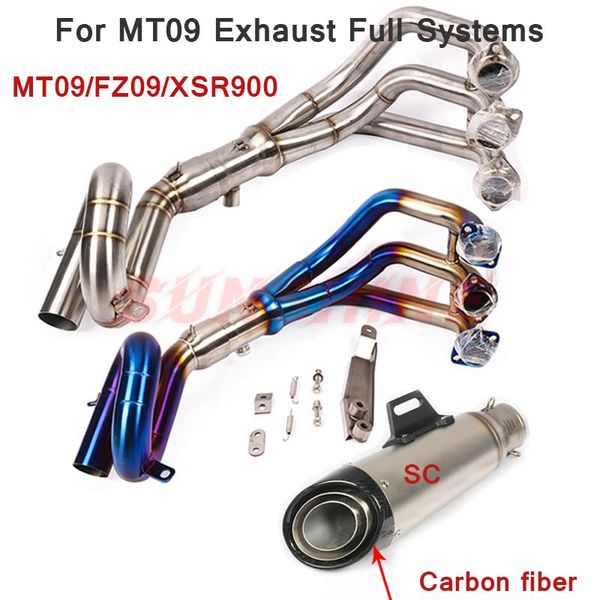 motorcycle exhaust system for mt09 fz09 xsr900 full systems slip on front pipe escape moto modified carbon fiber muffler steel mid link
motorcycle exhaust system for mt09 fz09 xsr900 full systems slip on front pipe escape moto modified carbon fiber muffler steel mid link