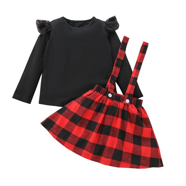 clothing sets 2pcs toddler girls fall outfits, ruffle long sleeve + plaid suspender skirt set 2-6years, White
clothing sets 2pcs toddler girls fall outfits, ruffle long sleeve + plaid suspender skirt set 2-6years, White