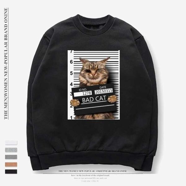 chaopai style men's loose hip hop hooded spoof sesame street couple's sweater, Black 
chaopai style men's loose hip hop hooded spoof sesame street couple's sweater, Black