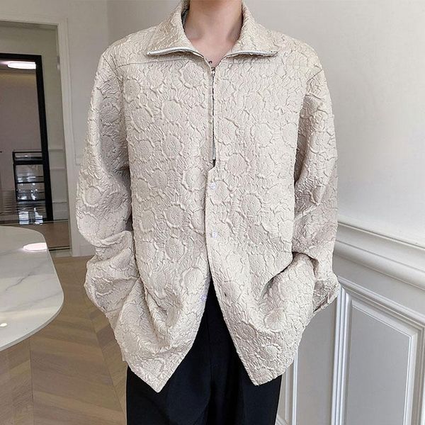 men's casual shirts autumn trend 3d embossed zipper stand collar long sleeve loose shirt coat man streetwear fashion jacket top, White;black
men's casual shirts autumn trend 3d embossed zipper stand collar long sleeve loose shirt coat man streetwear fashion jacket top, White;black