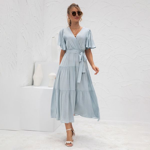 party dresses summer solid color flying sleeve bandage dress women clothes casual high waist folds ruffle streetwear office ladies qoit, White;black
party dresses summer solid color flying sleeve bandage dress women clothes casual high waist folds ruffle streetwear office ladies qoit, White;black
