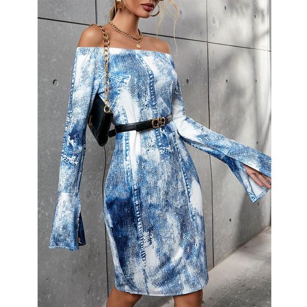 casual dresses autumn and winter 2021 tie dyed blue white long sleeve high waist thin medium one line collar denim dress, Black;gray
casual dresses autumn and winter 2021 tie dyed blue white long sleeve high waist thin medium one line collar denim dress, Black;gray