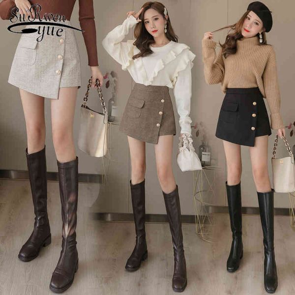 short feminino autumn and winter casual button skirt irregular thin high waist women's wool pants 7634 50 210427, Black;white
short feminino autumn and winter casual button skirt irregular thin high waist women's wool pants 7634 50 210427, Black;white