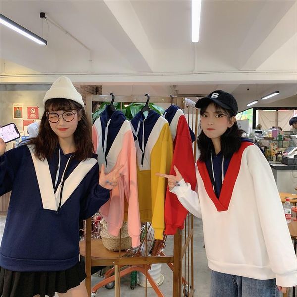 style hooded v-neck stitching color loose long-sleeved pullover dress solid women's casual sweatshirt fashion clothes hoodies & sweatsh, Black
style hooded v-neck stitching color loose long-sleeved pullover dress solid women's casual sweatshirt fashion clothes hoodies & sweatsh, Black