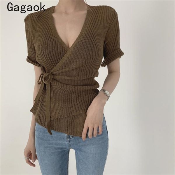 women & club knitted sweater summer thin v-neck solid belt short slim chic simple wilds korean cardigans 210531, White
women & club knitted sweater summer thin v-neck solid belt short slim chic simple wilds korean cardigans 210531, White