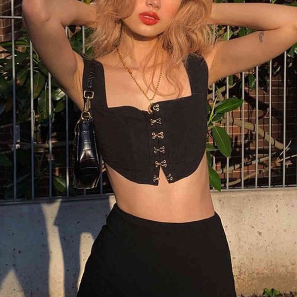 low cut black crop women camisole spring goth wild home wear high street leisure tank tees femme 210517, White
low cut black crop women camisole spring goth wild home wear high street leisure tank tees femme 210517, White