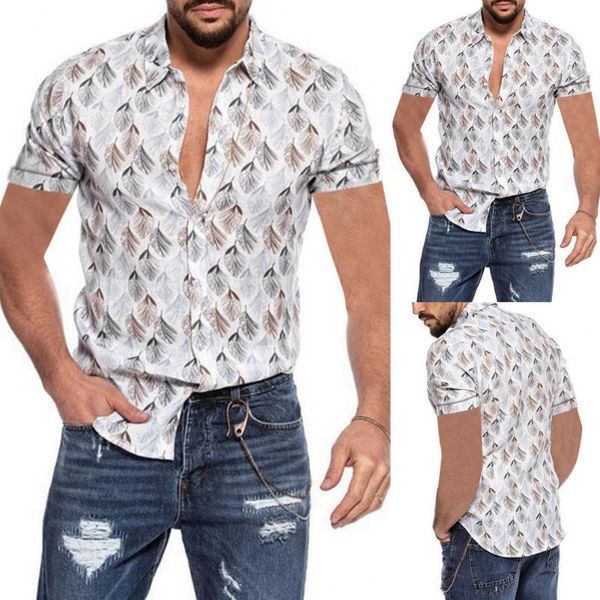 men's casual shirts short sleeve shirt leaf print summer lapel slimming hawaiian for men street party camisa masculina, White;black
men's casual shirts short sleeve shirt leaf print summer lapel slimming hawaiian for men street party camisa masculina, White;black