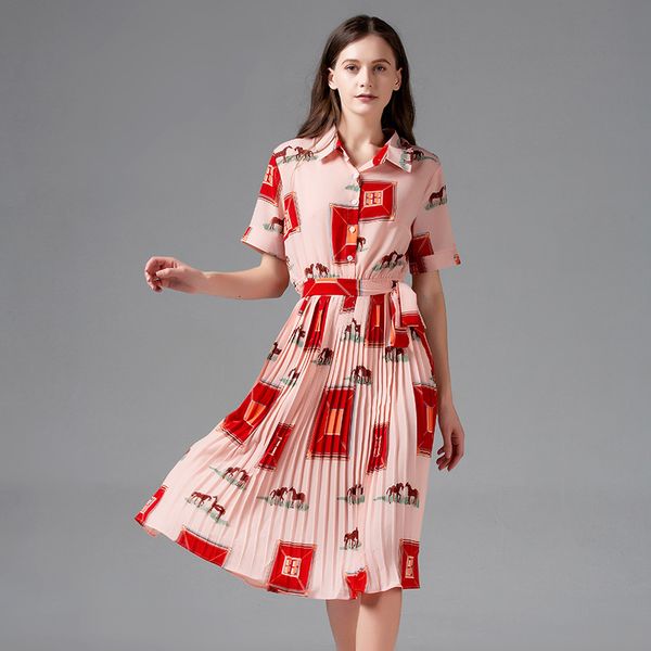 summer female runway dressed in elegant print vintage lapel chiffon shirt short sleeve women's dress plied 802y, Black;gray
summer female runway dressed in elegant print vintage lapel chiffon shirt short sleeve women's dress plied 802y, Black;gray