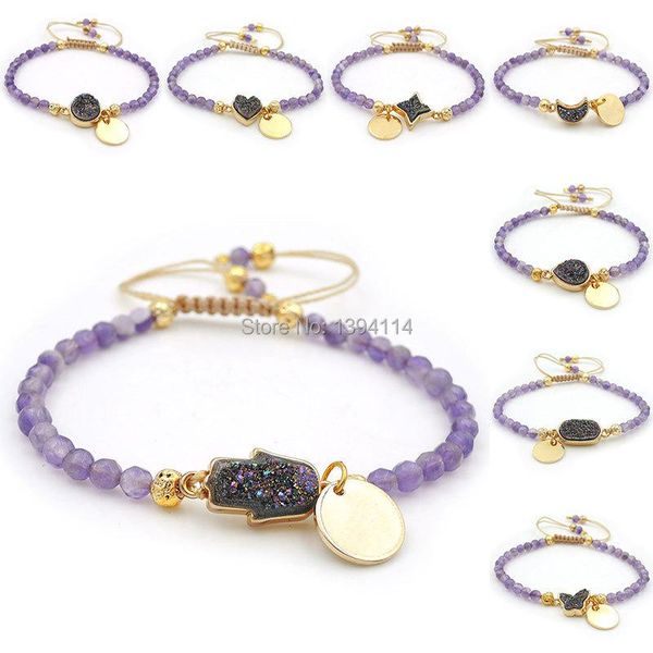 charm bracelets titanium rainbow crystal druse glued setting & 4mm amethys t faceted beads diy braided macrame beaded jewelry, Golden;silver
charm bracelets titanium rainbow crystal druse glued setting & 4mm amethys t faceted beads diy braided macrame beaded jewelry, Golden;silver