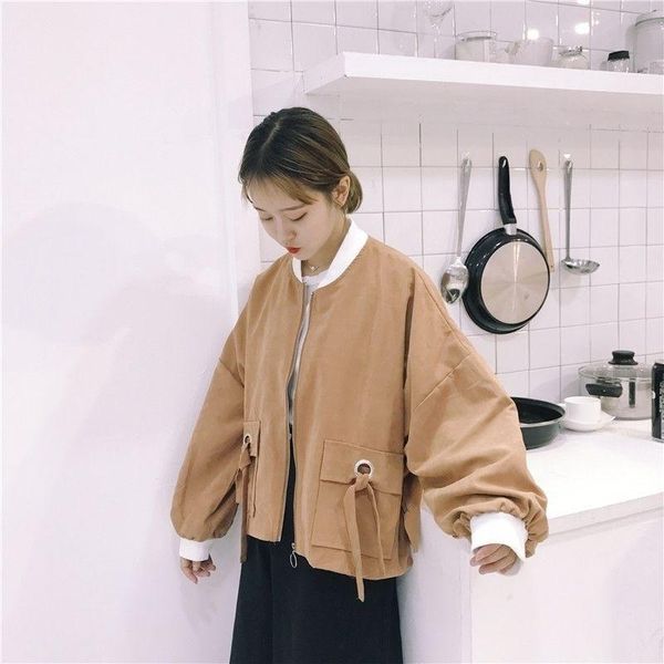 women's jackets 2021 autumn casual loose bomber jacket women korean style lantern sleeve short coat fashion bandage preppy outwear, Black;brown
women's jackets 2021 autumn casual loose bomber jacket women korean style lantern sleeve short coat fashion bandage preppy outwear, Black;brown