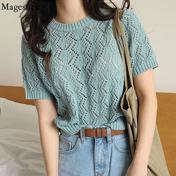 women's blouses & shirts korean-style hollow out knitted blouse women summer round neck thin jersey short sleeve all-match blusas 8788, White
women's blouses & shirts korean-style hollow out knitted blouse women summer round neck thin jersey short sleeve all-match blusas 8788, White